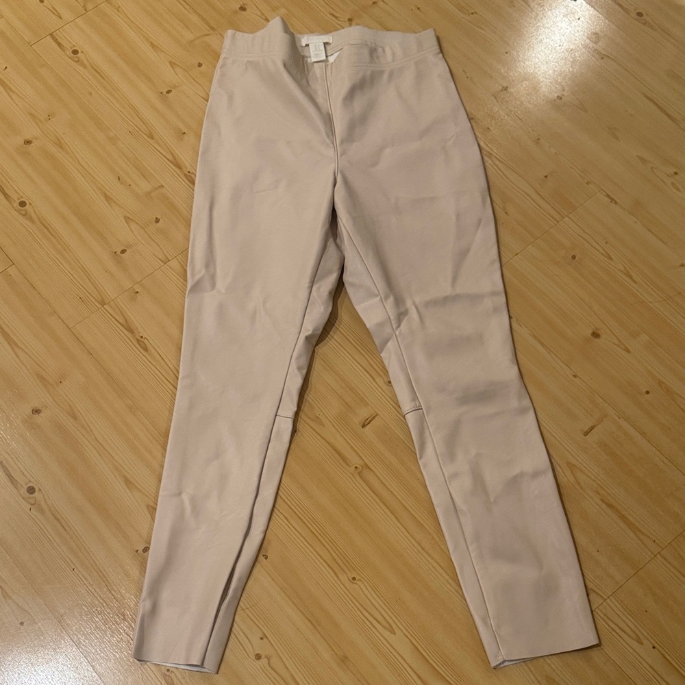 H&M Cream Pantsuit faux pleather. Dress up or down.
